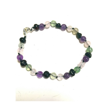 Adjustable Amber, Rose Quartz, Amethyst and Fluorite Anklet / Bracelet